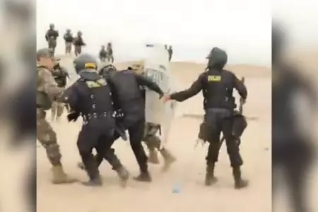 Policía herido tras enfrentamientos contra migrantes.