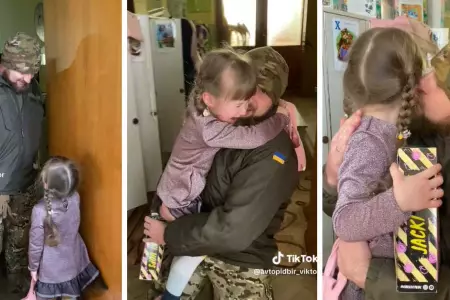Emotivo reencuentro de un solado ucraniano con su pequea hija.