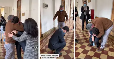 Joven rompe en llanto al obtener la licenciatura en Derecho.