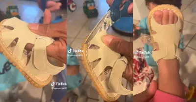 Corta zapatos de su hija y los convierte en sandalias para evitar comprar otro.