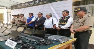 Polica recupera 38 laptops robadas de colegio de Moche.