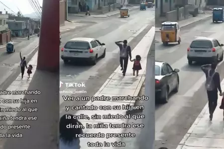 Padre juega con su hija mientras la lleva al colegio.