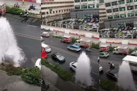 Conductores aprovechan en lavar sus autos en grifo que se rompi