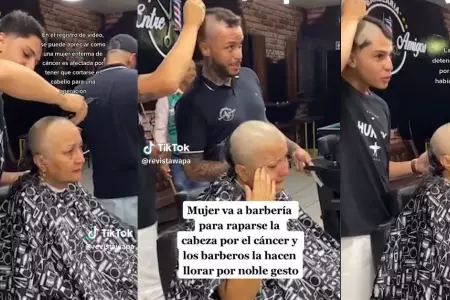 Barberos se rapan el cabello para solidarizarse con mujer que padece cncer.