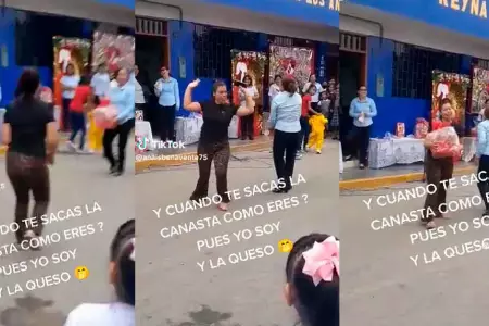Madre recibe canasta al ritmo del "baile del Totó"