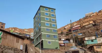 Construyen vivienda de 7 pisos en cerro