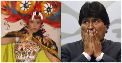 Karen Schwarz discuta con Evo Morales