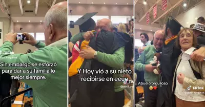 Abuelito no evit llorar al ver a su nieto graduarse y ser todo un gran profesio