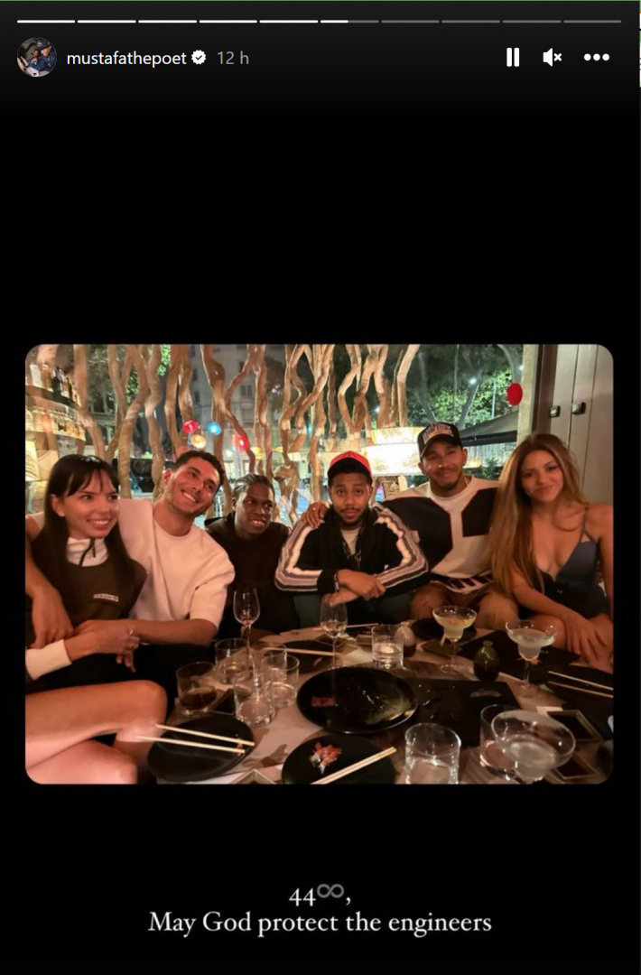 Shakira y Lewis Hamilton cenando en Barcelona.