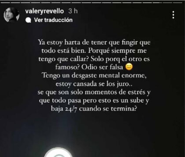 Valery Revello publica mensaje para Sergio Peña.