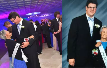 Joven lleva a su abuela su baile de graduacin por primera vez.