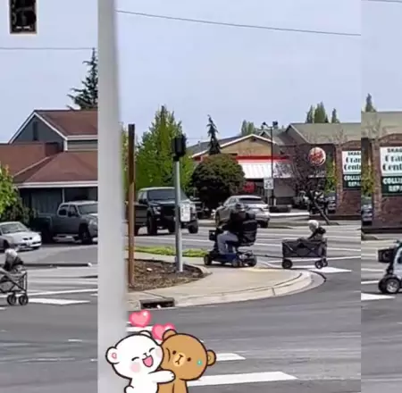 Abuelito ata su carrito a una carreta para pasear junto a su esposa.