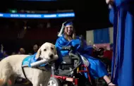 Perro guía recibe diploma por acompañar a su dueña a todas las clases