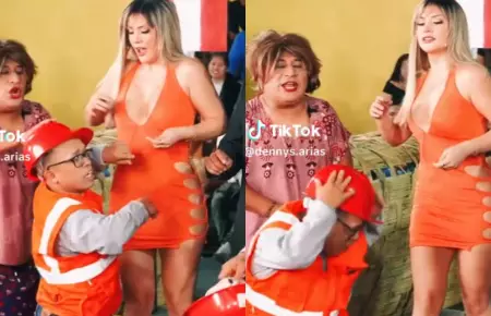 Claudia Serpa golpea a ''Chikiplum'' en vivo.