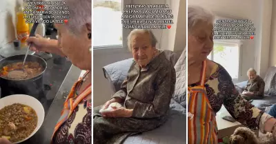 Mujer de avanzada edad le prepara comida a su amiga de 96 aos.
