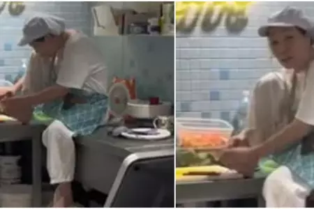 Chef se corta las uñas en cocina de restaurante vegano