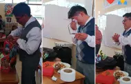 No lo esperaba! Profesor peruano se emociona al recibir regalos por el 'Da del Padre'