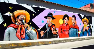 Gran pintura en Cajamarca rinde homenaje a diferentes artistas de la regin.