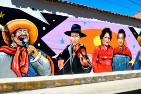 Gran pintura en Cajamarca rinde homenaje a diferentes artistas de la regin.