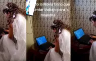 Tiene sus prioridades! Novia presenta su trabajo de maestra minutos antes de su boda