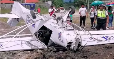 Avioneta que transportaba al alcalde de Soritor sufri accidente.