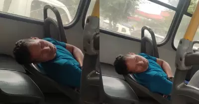 Hombre duerme en bus VIP