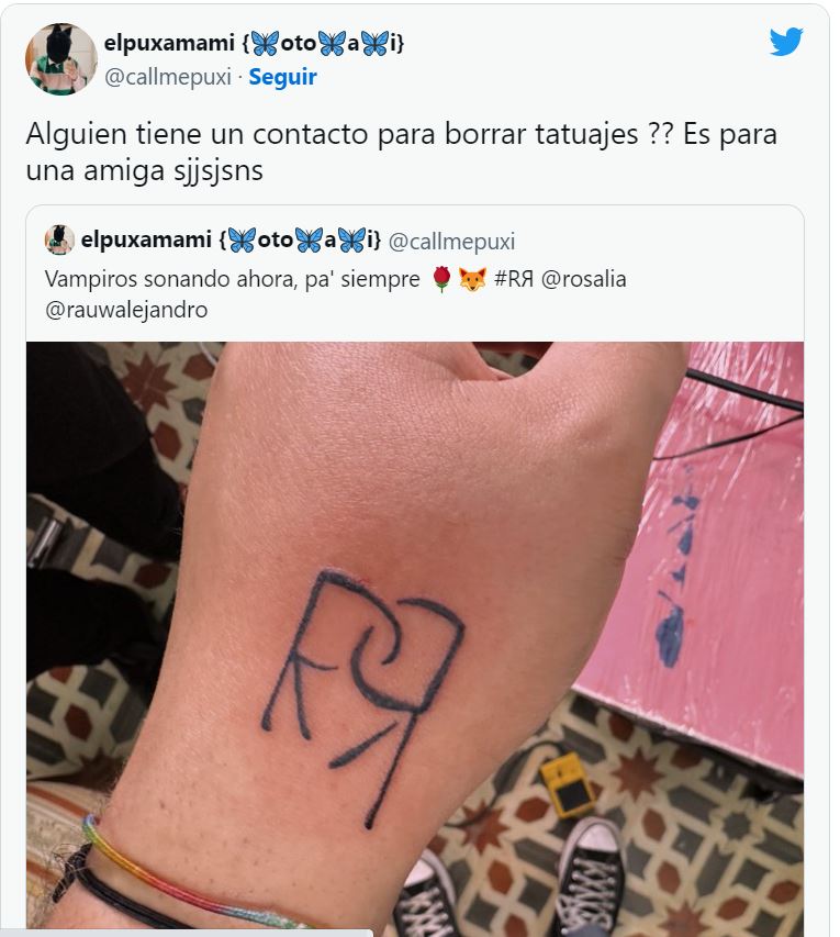 Fan de Rosala pide ayuda para borrarse tatuaje con sus iniciales y de Rauw Alejandro.