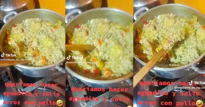 Universitarios cocinan arroz con pollo en vez de aguadito.