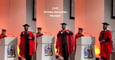 Nia da tierno mensaje en la graduacin de su padre.