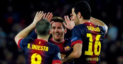 Lionel Messi, Sergio Busquets y Andrs Iniesta.