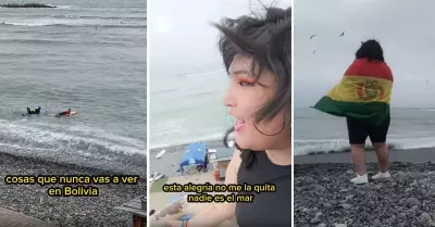 Joven boliviana conoce por primera vez el mar.