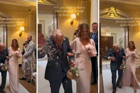 Novia le pide a su abuelo que sea el 'nio de las flores'.