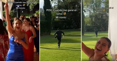 Novio huye al saber que su pareja atrap el ramo en una boda.