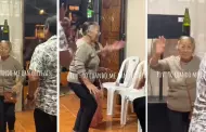 "Ya me vi a esa edad": Abuelita asombra al bailar con botella de cerveza en la cabeza