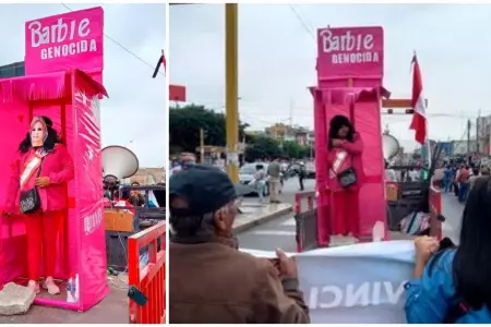 Vestido de Barbie protesta contra Gobierno de Dina Boluarte