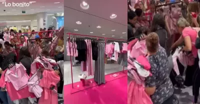 Mujeres pelean por ropa de la coleccin de Barbie.