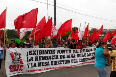 CGTP y FPL participaron de las protestas en Iquitos.