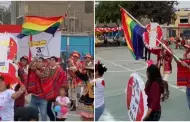Hombre participa en actuacin escolar con bandera LGBT confundindola con la del Tahuantinsuyo