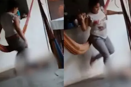 Mujer golpea brutalmente a su beb de seis meses.