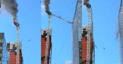 Estados Unidos: Grúa se desploma de edificio y deja 6 heridos en New York.