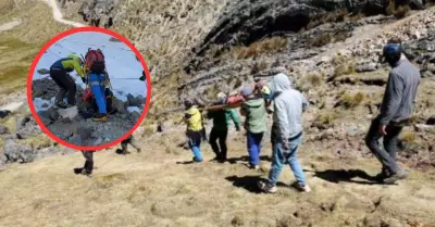 Turista britnico es rescatado tras sufrir cada de nevado Huarapasca.