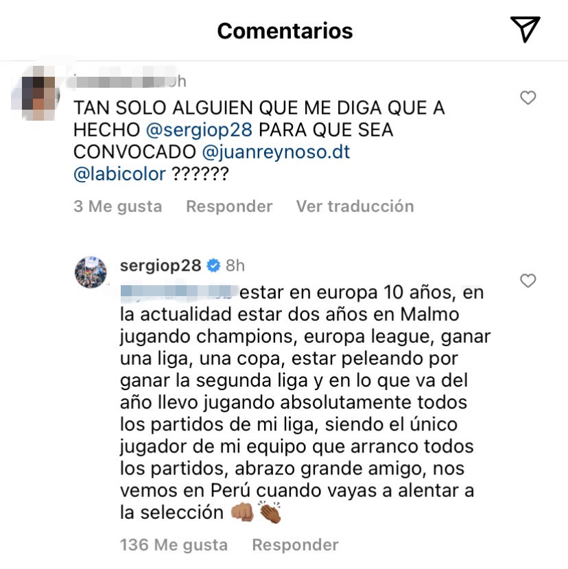 Respuesta de Sergio Pea.