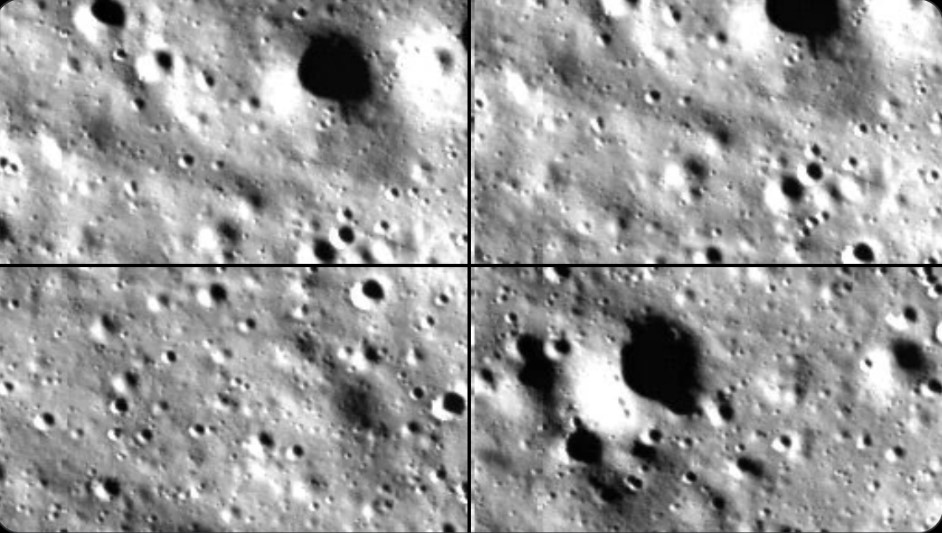 Pequeos crteres en la superficie del polo sur de la Luna