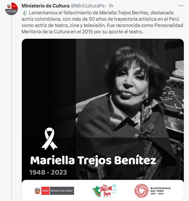 Ministerio de Cultura despide a Mariella Trejos