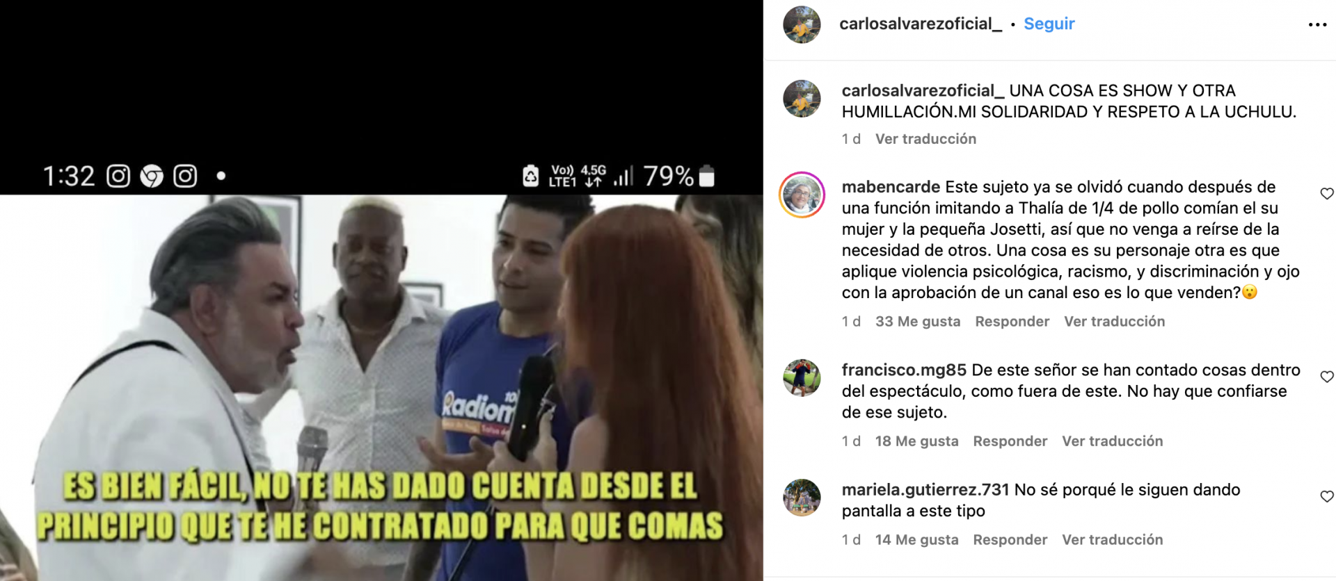 Carlos lvarez respalda a La Uchul y alza su voz contra la transfobia