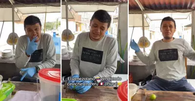 Venezolano vende ceviche al estilo peruano en Piura.