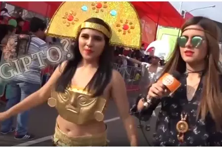 Reportera confunde cultura Chim con Egipto en Fiestas Patrias