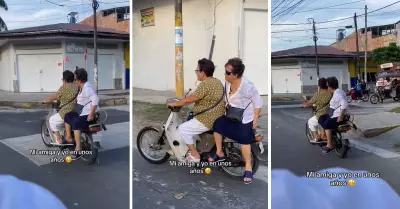 Adultas mayores salen a pasear en moto lineal en Iquitos.