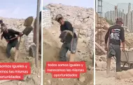 "Todo un guerrero": Obrero de construcción sorprende a todos por su trabajo con muletas