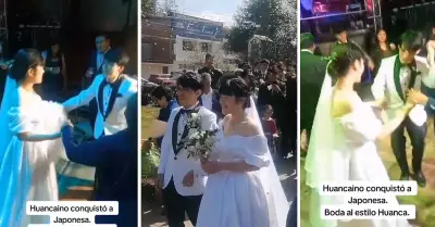 Peruano se casa con japonesa al estilo Huancayo.